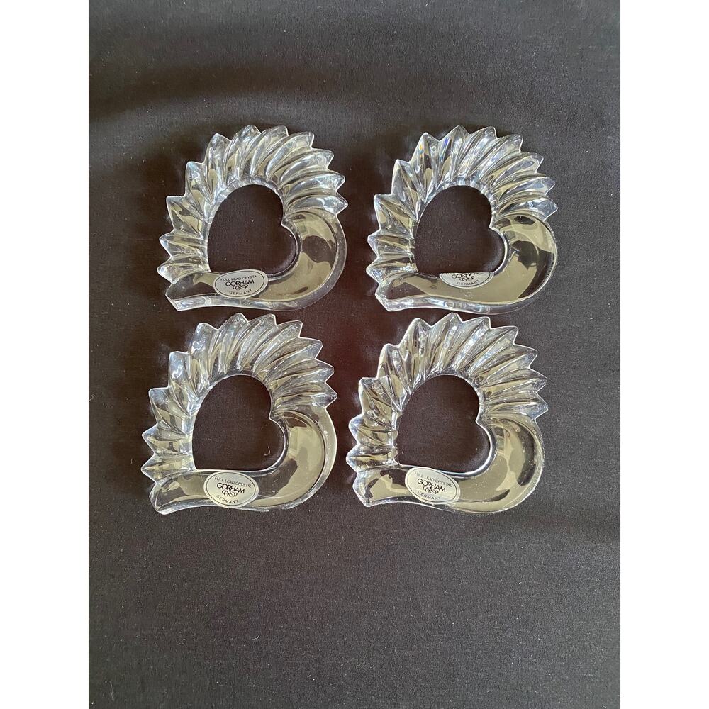 Crystal Heart Napkin Rings Set of 4 | Gorham Esprit West Germany